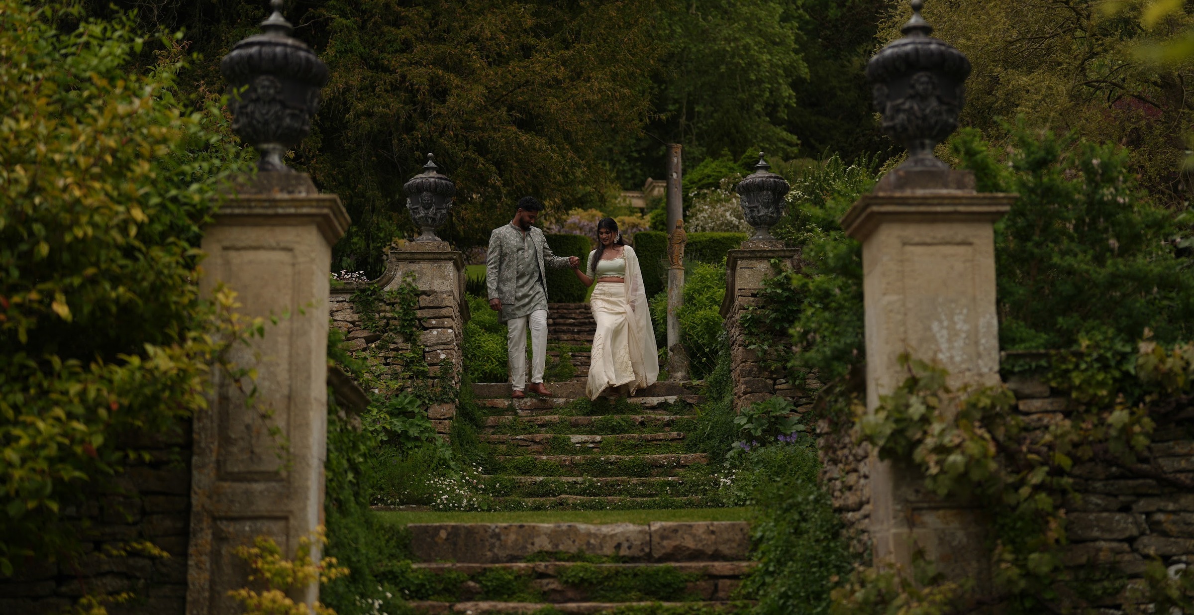 Paul & Mia on the garden staircase